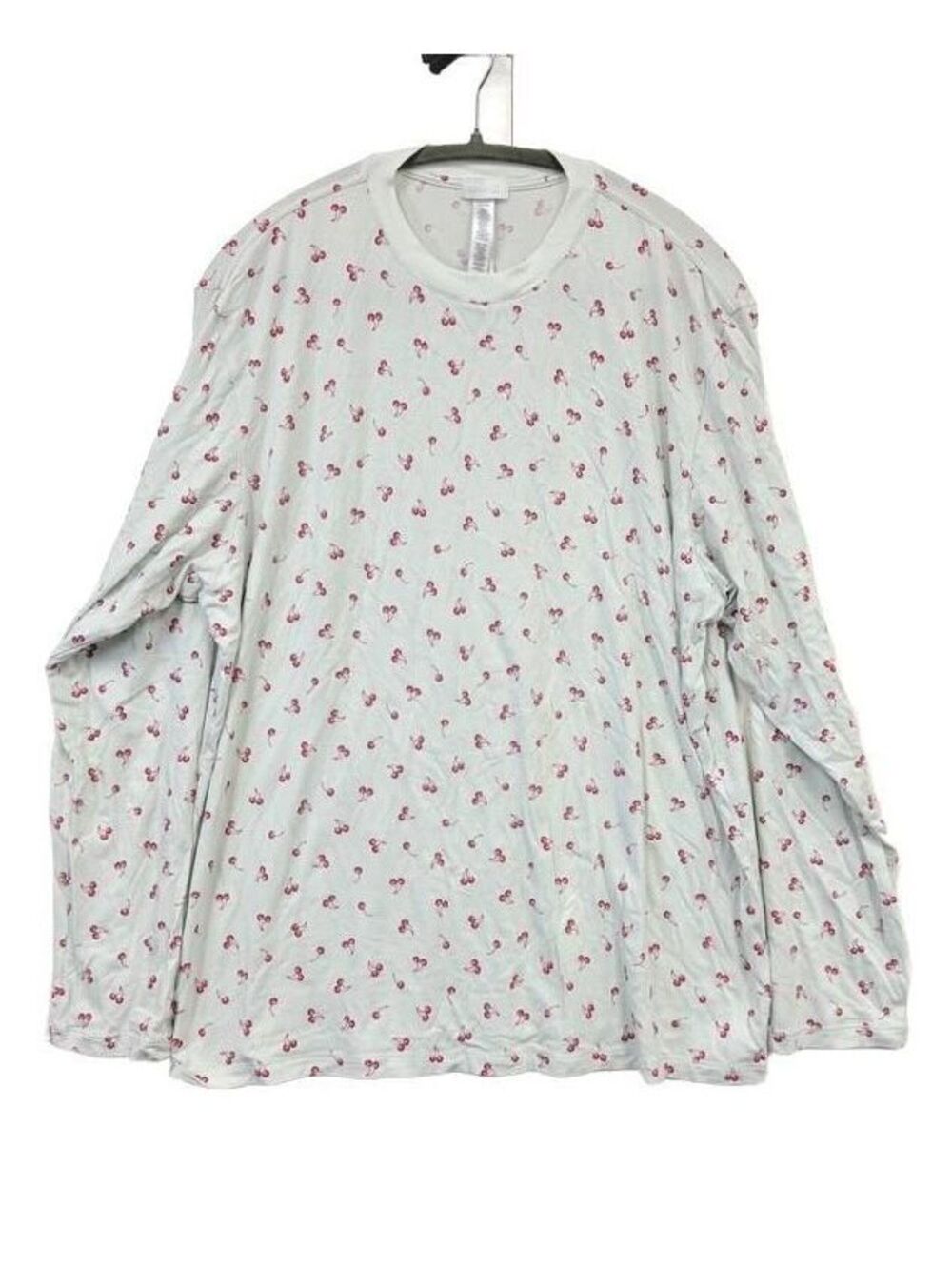SKIMS Women’s XL White Pink Cherry Print Long Sleeve Sleep Shirt Pajama Top